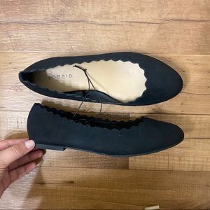 Torrid Black Faux Suede Scalloped Flats